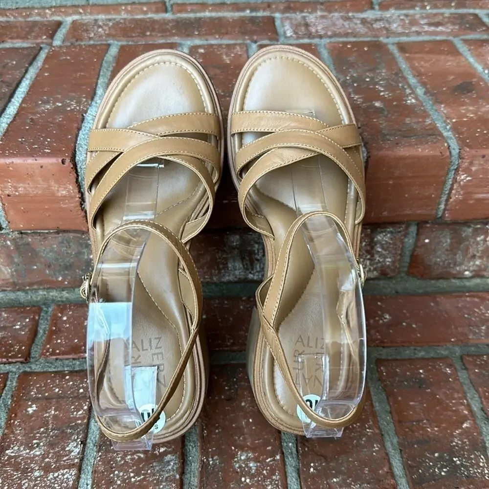 Naturalizer Court Ankle Strap Platform Sandal Toffee Size 10 Retro Boho Comfort